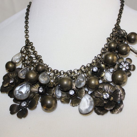 🤎 Bronze Floral Daisy Jeweled Neckl - Picture 3 of 9